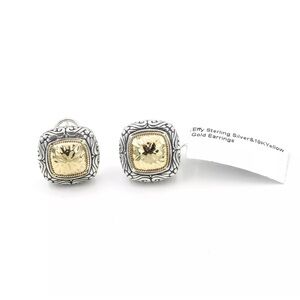 Effy Sterling Silver and 18k Yellow Gold Hammered Dome Earrings